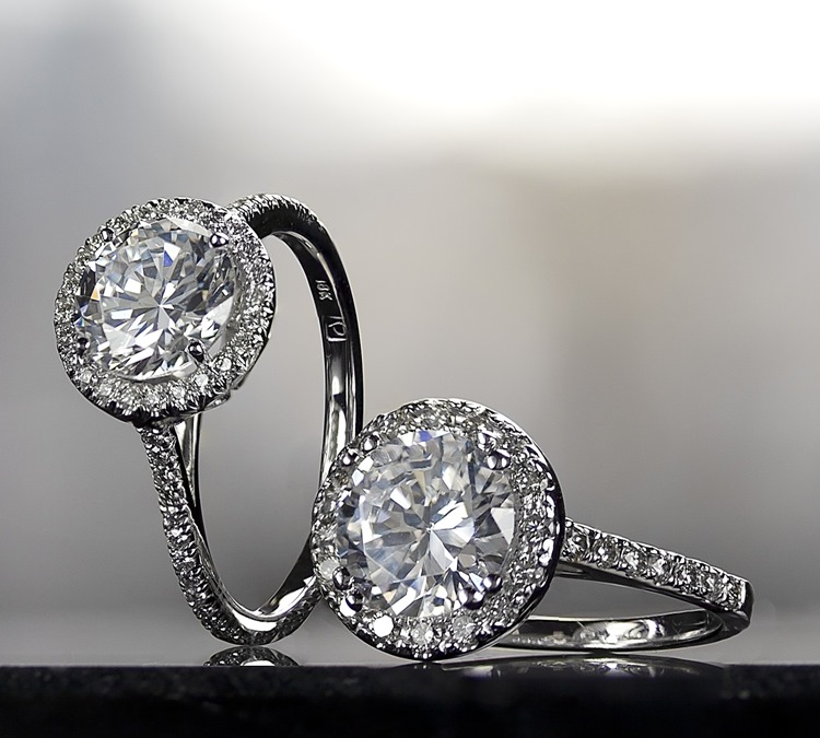 2 Engagement Rings with Halo
